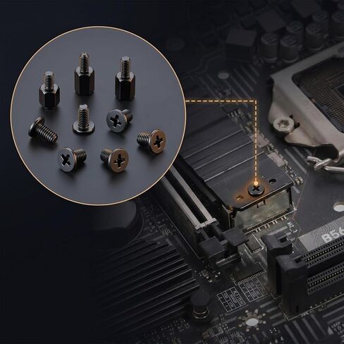 طقم براغي تثبيت M.2 SSD مكون من 34 قطعة، براغي NVMe مع مفك براغي، مواجهات M2 للوحة الأم العالمية، إصلاح الكمبيوتر الشخصي ومسمار كمبيوتر محمول DIY، مجموعة استبدال الأجهزة (أسود) in Kuwait