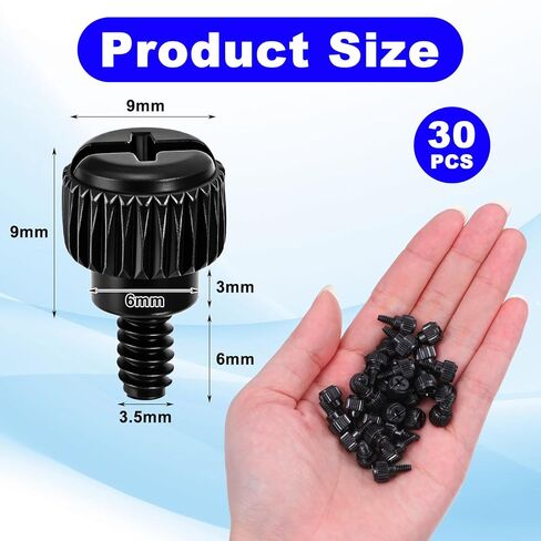 30 PCS M3.5 6-32 Thread Computer Case Thumb Screws, Black Carbon Steel PC Case Screws for Desktop Computer Cases Cover Hard Drives Power Supply PCI Slots in Kuwait