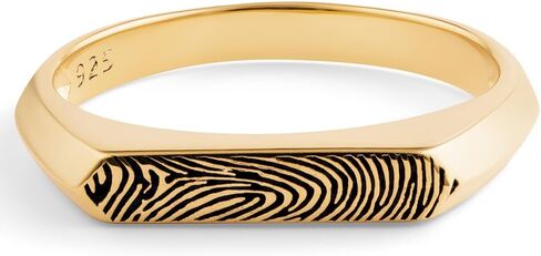 Caitlynminimalist 18K الذهب المطلي بالولاية الفضية الذهب الوردي مخصص صورة بصمة الإصبع الفعلية صورة محفورة التذكارات هدية التراص خاتم in Saudi Arabia