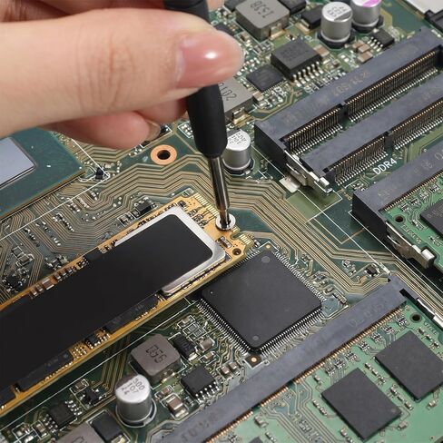 طقم براغي M.2 SSD مكون من 19 قطعة من الفولاذ المقاوم للصدأ، ومسامير NVMe مع مفك براغي ومشابك M2 لإصلاح أجهزة الكمبيوتر المحمول، ومجموعة استبدال الأجهزة للوحة الأم العالمية (فضي/أسود) in Kuwait