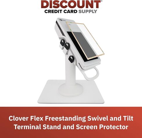 واقي شاشة Clover Flex وحامل طرفي قابل للدوران والإمالة مقاس 7 بوصات، أبيض in Kuwait