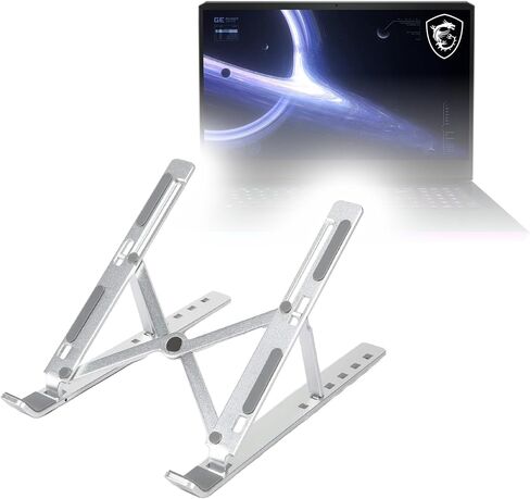 حامل وحامل BoxWave متوافق مع MSI GE76 Raider (17.3 بوصة) - حامل QuickSwitch صغير الحجم، حامل قابل للطي متعدد الزوايا قابل للطي - فضي معدني in Kuwait