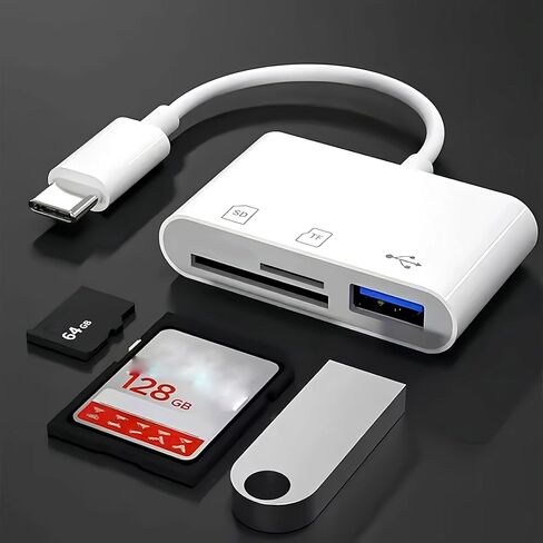 محول USB لقارئ بطاقات SD للهاتف اللوحي، قارئ بطاقات الذاكرة التوصيل والتشغيل يدعم عارض كاميرا SD TF MicroSD بدون تطبيق in Kuwait
