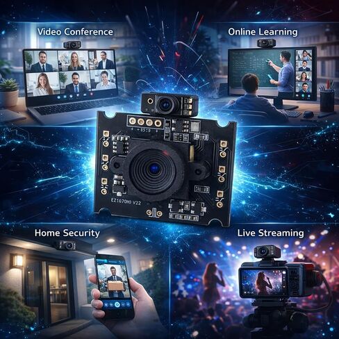 USB Camera Module 2MP 1920x1080 HD Manual Focus 75° View Angle - High Frame Rate 30FPS, MJPEG Format, USB Plug & Play for Phone Notebook in Kuwait