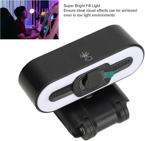 XUMIUZIY 4K Webcam for PC, USB PC Camera with Built in Microphone, Super Bright Fill Light, Auto Beauty, 4K 30FPS Computer Web Camera for Streaming in Kuwait