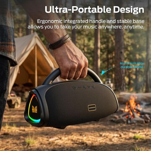 Monster Prism Pro Bluetooth Speaker, Portable Wireless Speaker, 60W True Wireless Stereo, 24H Playtime,TWS Pairing, Bluetooth 6.0, RGB Lights, AUX,USB & TF-Card Input, for Outdoors/Beach/Travel in Kuwait