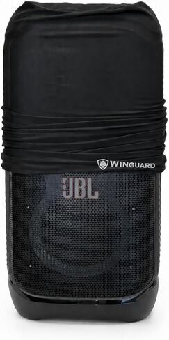 JBL PartyBox Stage 320 - Portable Party Speaker with Telescopic Handle & Wide, Sturdy Wheels, Up to 18 Hours of Play time, Splash Proof Including Winguard Protective Dust Cover (Black) in Kuwait