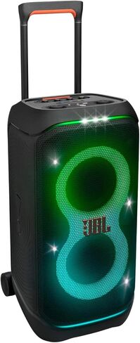 JBL PartyBox Stage 320 - Portable Party Speaker with Telescopic Handle & Wide, Sturdy Wheels, Up to 18 Hours of Play time, Splash Proof Including Winguard Protective Dust Cover (Black) in Kuwait