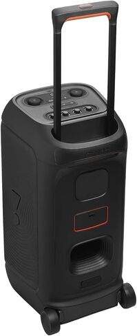 JBL PartyBox Stage 320 - Portable Party Speaker with Telescopic Handle & Wide, Sturdy Wheels, Up to 18 Hours of Play time, Splash Proof Including Winguard Protective Dust Cover (Black) in Kuwait