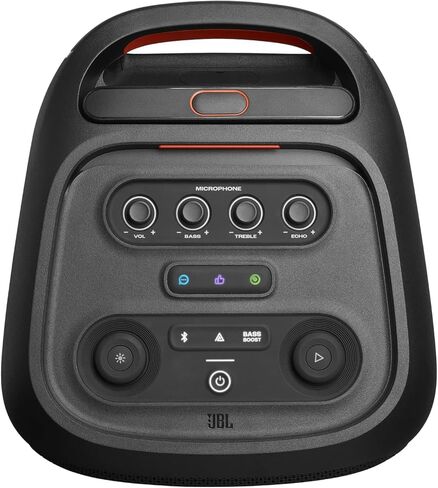 JBL PartyBox Stage 320 - Portable Party Speaker with Telescopic Handle & Wide, Sturdy Wheels, Up to 18 Hours of Play time, Splash Proof Including Winguard Protective Dust Cover (Black) in Kuwait