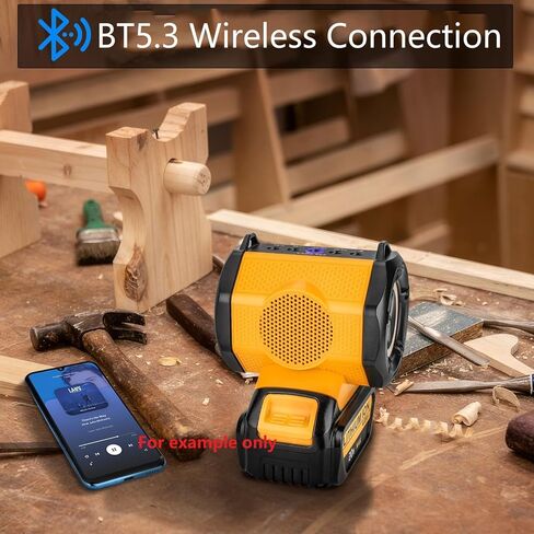 مكبر صوت بلوتوث محمول متوافق مع بطارية DeWalt 20V Max اللاسلكية BT5.3 ومصدر صوت USB، اقتران TWS، أضواء متعددة الألوان، مكبر صوت خارجي للحفلات المنزلية في موقع العمل (بدون بطارية) in Kuwait