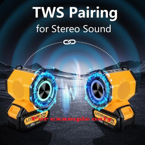 مكبر صوت بلوتوث محمول متوافق مع بطارية DeWalt 20V Max اللاسلكية BT5.3 ومصدر صوت USB، اقتران TWS، أضواء متعددة الألوان، مكبر صوت خارجي للحفلات المنزلية في موقع العمل (بدون بطارية) in Kuwait