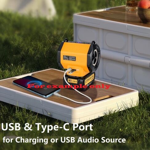 مكبر صوت بلوتوث محمول متوافق مع بطارية DeWalt 20V Max اللاسلكية BT5.3 ومصدر صوت USB، اقتران TWS، أضواء متعددة الألوان، مكبر صوت خارجي للحفلات المنزلية في موقع العمل (بدون بطارية) in Kuwait