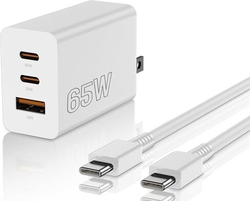 شاحن USB C بقدرة 65 وات لهاتف iPhone 17/16/15 Pro، وشاحن حائط 3 منافذ GaN USB من النوع C، وكابل USB-C بطول 6 أقدام، وشاحن PD فائق السرعة بقدرة 65 وات لهاتف iPhone 17، وMacBook Serie، وSamsung Galaxy S26 Ultra، وiPad، والمزيد in Kuwait