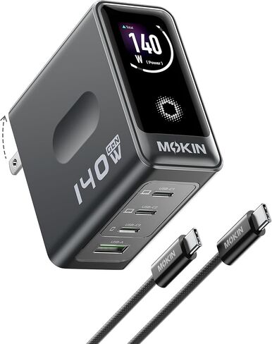 MacBook Charger, 140W USB C Charger Block, 4-Port GaN PD3.1 PPS, Multi-Device Fast Charging, Laptop Wall Charger Power Adapter, Touch Screen Smart Display for MacBook Pro/Air, iPhone 17/16, iPad in Kuwait