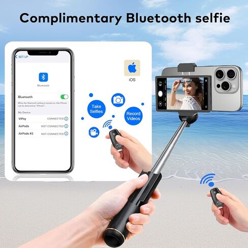Vlog Selfie Monitor Screen for iPhone & Android, Aluminum Alloy Clip with 1/4 inch Hole,2000mAh Back Camera Monitor Phone with Bluetooth Remote in Kuwait