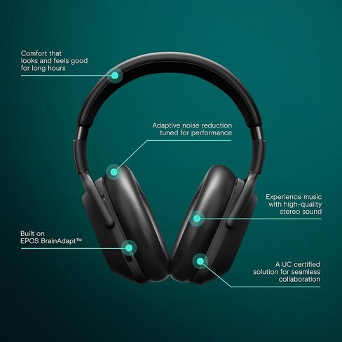EPOS Adapt 660 USB-C – Premium Wireless ANC Headset with EPOS BrainAdapt, Adaptive Hybrid Noise Cancellation, 30-Hour Battery, Microsoft Teams Certified, USB-C Dongle, Bluetooth & 3.5 mm Jack in Kuwait