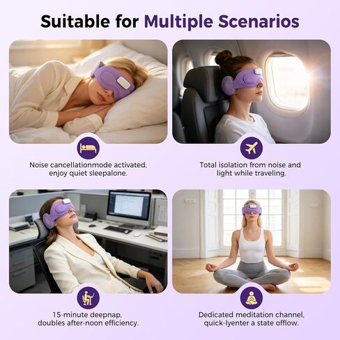 قناع النوم SmartSleep AI، تنزيل تطبيق تعقب النوم موارد صوتية للتأمل، سماعات بلوتوث للنساء قناع العين اللاسلكي وسماعات الرأس للنوم، علاج ساخن/بارد، هدية لعيد ميلادها in Kuwait