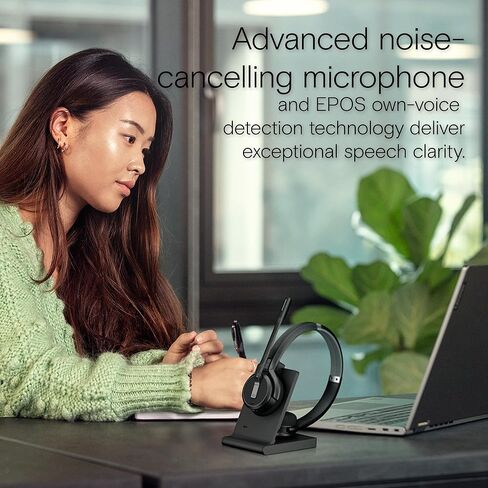 EPOS Impact 5000 Go MS Stereo Wireless Headset – Premium DECT Technology, Teams Certified, Noise-Cancelling Mic, Long-Range Freedom & Foldable Charging Stand in Kuwait