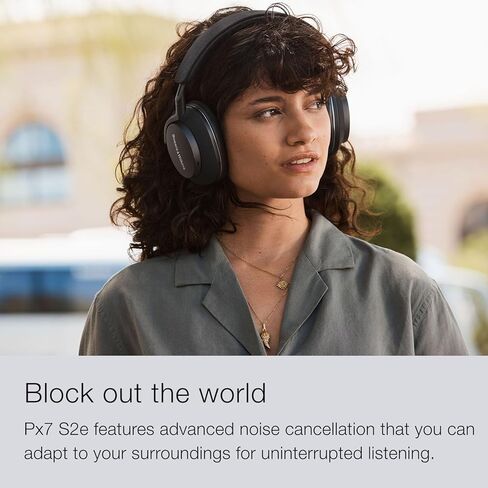سماعات الرأس Bowers & Wilkins Px7 S2e فوق الأذن (موديل 2023) - إلغاء الضوضاء المحسن ووضع الشفافية، ستة ميكروفونات، متوافق مع تطبيق الموسيقى، وقت تشغيل 30 ساعة، أسود فحمي (متجدد) in Kuwait