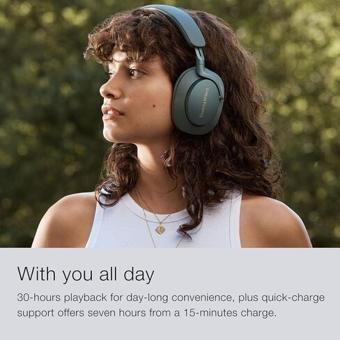 سماعات الرأس Bowers & Wilkins Px7 S2e فوق الأذن (موديل 2023) - إلغاء الضوضاء المحسن ووضع الشفافية، ستة ميكروفونات، متوافق مع تطبيق الموسيقى، وقت تشغيل 30 ساعة، أسود فحمي (متجدد) in Kuwait
