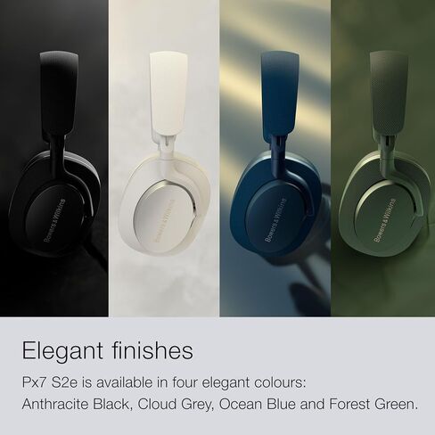 سماعات الرأس Bowers & Wilkins Px7 S2e فوق الأذن (موديل 2023) - إلغاء الضوضاء المحسن ووضع الشفافية، ستة ميكروفونات، متوافق مع تطبيق الموسيقى، وقت تشغيل 30 ساعة، أسود فحمي (متجدد) in Kuwait
