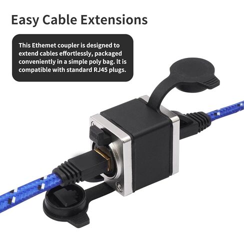 Asixxsix RJ45 Coupler, IP68 Water Proof Ethernet Coupler with Locking System Ethernet Cable Extender Adapter with Silicone Waterproofing Cover for Cat5E Cat6 Cat7 Cat8 Cables in Kuwait