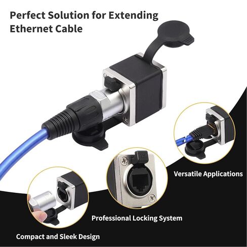 Asixxsix RJ45 Coupler, IP68 Water Proof Ethernet Coupler with Locking System Ethernet Cable Extender Adapter with Silicone Waterproofing Cover for Cat5E Cat6 Cat7 Cat8 Cables in Kuwait