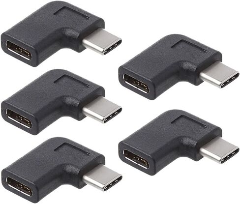 5X USB 3.1 Type-C Male to Female 90° Right-Angle Converter Adapters – Reversible, 10Gbps Data Transfer, Low-Profile Black Plastic+Metal in Kuwait