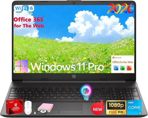 HP 250 G9 Premium Business Laptop - 15.6" FHD 1080p Display, Intel i3-1315U CPU, Windows 11 Pro, Numeric Keypad, 64GB RAM, 2TB SSD, Wi-Fi 6, All-Day Performance for Work & Study, with Accessories in Kuwait
