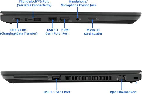 كمبيوتر محمول Lenovo ThinkPad T14 Business مقاس 14 بوصة، معالج Intel Core الجيل العاشر i5-10210U، ذاكرة الوصول العشوائي 16 جيجابايت، 512 جيجابايت SSD، HDMI، كاميرا، Windows 11 Pro (متجدد) in Kuwait