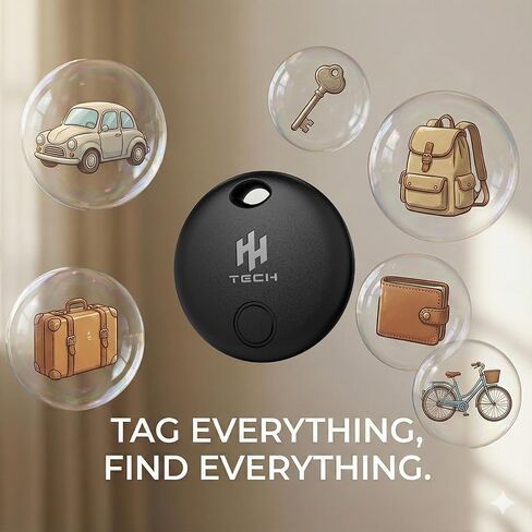 مجموعة علامات التعقب الذكية ذات النظام المزدوج من HH-Tech - 2 (متوافقة مع iOS وAndroid)، تعمل مع Apple Find My وGoogle Find Hub، وأداة البحث عن عناصر Bluetooth للمفاتيح والمحفظة والأمتعة والحقائب والمزيد in Kuwait