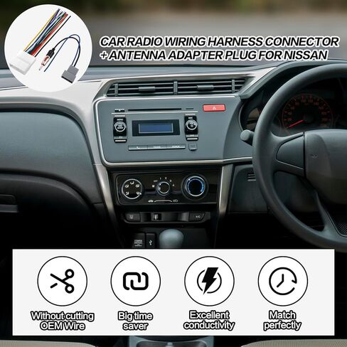 تسخير أسلاك الراديو مع محول هوائي، متوافق مع Nissan 2007-2019/Subaru 2008-2014/Infiniti 2008-2013، قم بتثبيت محول موصل كابل ستيريو لما بعد البيع 20 دبوس in Kuwait