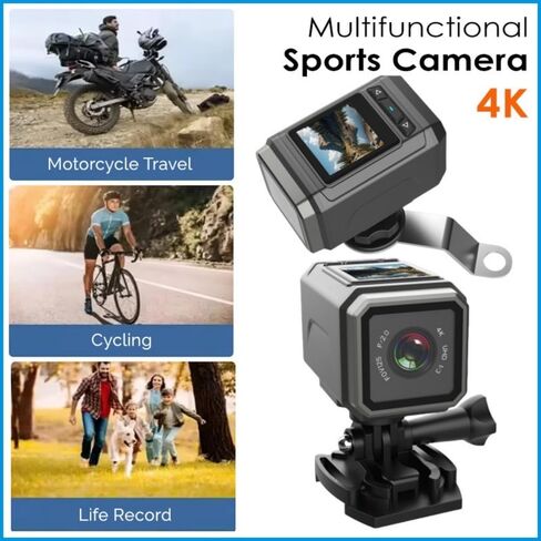 4K Bicycle Camera, 3000MAH Battery with 8-Hour Battery Life, 32GB SD Card, 1.3 IPS Display, IP66 Waterproof Design, Motorcycle Camera, WiFi + APP Control, Loop Recording, Outdoor Sports in Kuwait