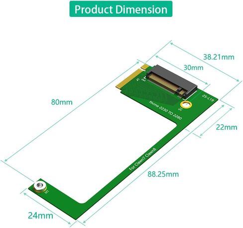 Sintech M.2 nVME 2230 to 2280 Adapter Card With Heatsink Support PCIe 4.0 SSD,Compatible with MSI Claw7 Claw8 Gaming Handheld for Upgrade Storage in Kuwait