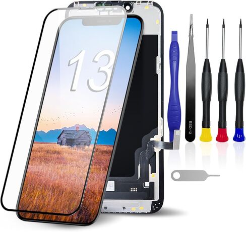 iPhone 13 LCD Screen Replacement 6.1 Inch - Haptic Touch Display Digitizer Assembly with Full Repair Tools Kit, Perfectly Compatible with iPhone 13 Models (A2634, A2635, A2636, A2639) in Kuwait
