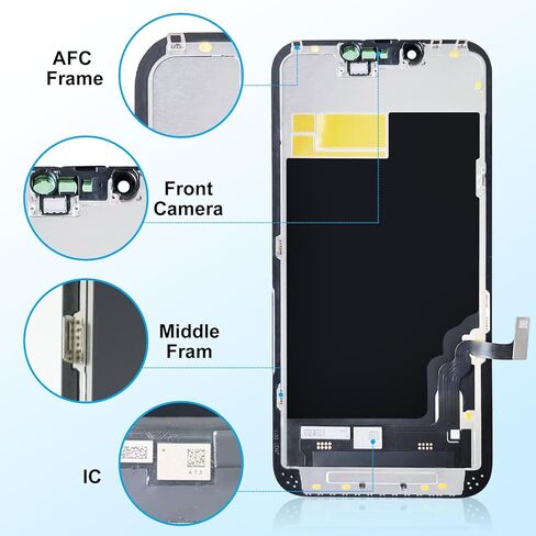 iPhone 13 LCD Screen Replacement 6.1 Inch - Haptic Touch Display Digitizer Assembly with Full Repair Tools Kit, Perfectly Compatible with iPhone 13 Models (A2634, A2635, A2636, A2639) in Kuwait