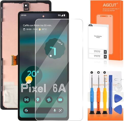 Original for Google Pixel 6A LCD Screen Replacement for Pixel 6A LCD Display GX7AS, GB62Z, G1AZG Screen Touch Digitizer Assembly Repair Part with Frame（OEM with Fingerprint Sensor in Kuwait