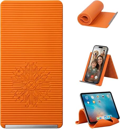 Flexible Silicone Phone Holder, Portable Foldable Silicone Aluminum Holder Bendable Phone Stand, Multi-Angle Adjustable Anti-Slip Desktop Mount for Phone Tablet Laptop Office Treadmill -Orange in Saudi Arabia