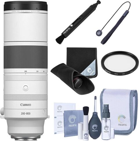 Canon RF 200-800mm f/6.3-9 هي عدسة تكبير تليفوتوغرافي فائقة USM، لكاميرا EOS R عديمة المرآة، والحياة البرية والرياضات، وخفيفة الوزن، وحزمة مع طقم فلتر 95 مم، وحقيبة عدسة، ومجموعة تنظيف، ضمان لمدة عام in Kuwait