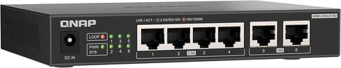 QNAP Switch QSW-2104-2T-R2 | 2X 10GbE, 4X 2.5GbE, Plug & Play Unmanaged, Fanless in Kuwait