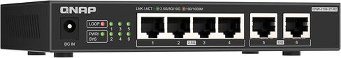 QNAP Switch QSW-2104-2T-R2 | 2X 10GbE, 4X 2.5GbE, Plug & Play Unmanaged, Fanless in Kuwait