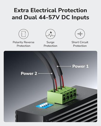 محول الشبكة الصناعية Cudy 8 Port Gigabit PoE، 802.3 at/af PoE، محول DIN-Rail بتصنيف IP40، حماية عكسية قطبية، حماية من الدائرة القصيرة، منع عاصفة البث، IG1008P in Kuwait