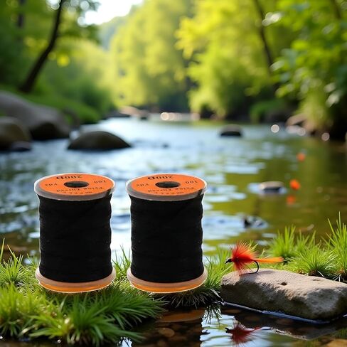 2Pcs Black Fly Tying Thread,Flies Tying Thread Material,Fluorescent 100Yard 200D Bass Fishing Hook Line,Fishing Accessories,Fly Tying Materials,Accessories in Kuwait