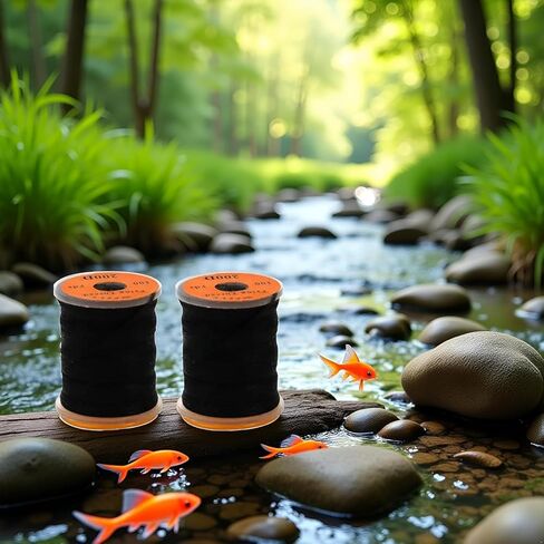 2Pcs Black Fly Tying Thread,Flies Tying Thread Material,Fluorescent 100Yard 200D Bass Fishing Hook Line,Fishing Accessories,Fly Tying Materials,Accessories in Kuwait