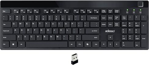 Adesso WKB-1400FB Wireless Keyboard with Built-in Fingerprint Reader, 2.4GHz Full Size 104-Key Low Profile Keyboard, AES 256-Bit Encrypted, Windows Hello Compatible for Windows 10 11 in Kuwait