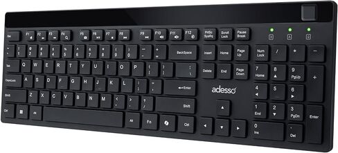 Adesso WKB-1400FB Wireless Keyboard with Built-in Fingerprint Reader, 2.4GHz Full Size 104-Key Low Profile Keyboard, AES 256-Bit Encrypted, Windows Hello Compatible for Windows 10 11 in Kuwait