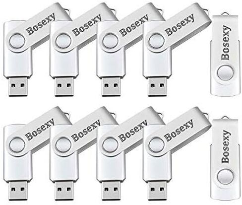 10 عبوات من محركات أقراص فلاش USB USB 2.0، محرك أقراص إبهام دوار (4 جيجابايت، فضي) in Kuwait