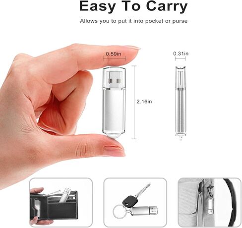 16GB 1PCS Flash Drive USB 2.0 Flash Drive Thumb Drive Jump Drives Keychain Memory Stick-Silver in Kuwait