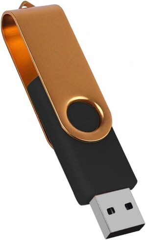 محرك أقراص فلاش USB سعة 128 جيجابايت مع محول من النوع C وحبل، محرك قلم معدني USB 2.0 عالي السرعة قابل للدوران 360 درجة للهاتف/الوسادة/الكمبيوتر الشخصي/الكمبيوتر المحمول - (ذهبي 128 جيجابايت) in Kuwait